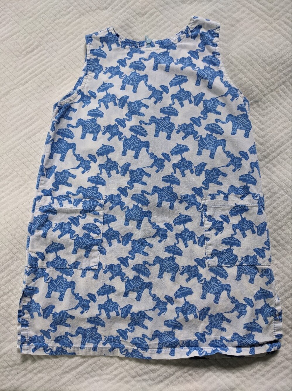 Three Islands Sundress Girls Small 5/6 Cotton Turquoise White Floral Shift Dress